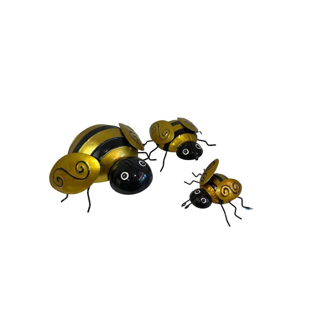 Bumble Bee Metal Table Art Bees 3 Sculpture Indoor Outdoor Decor 2", 3" and 4"‎